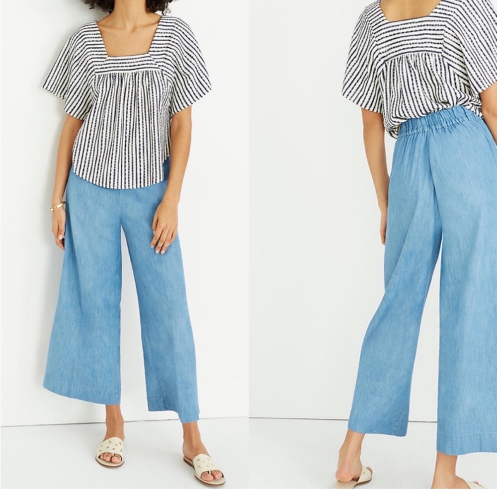 Madewell Chambray Huston Pull-On Crop Pants